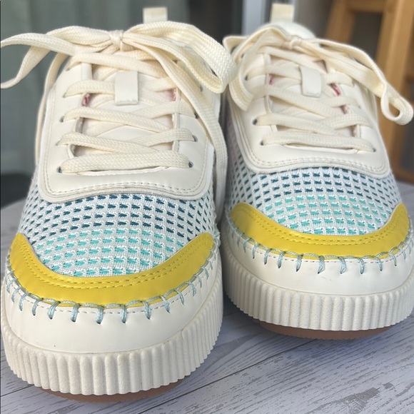 Vibrant Women's Athletic Shoes in White, Blue, and Yellow - Picture 6 of 11